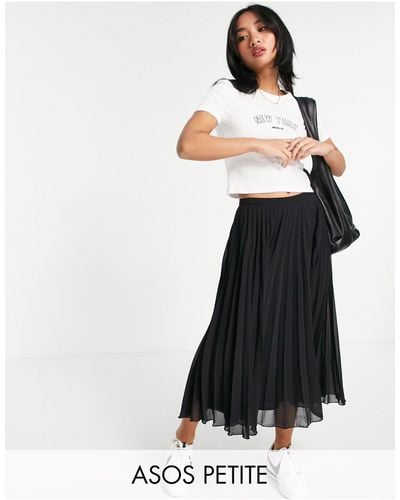 ASOS Asos Design Petite Pleated Midi Skirt - Black