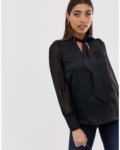 River Island Pussybow Blouse - Black