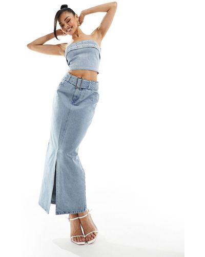 SIMMI Simmi - jupe longue d'ensemble en jean avec boucle - Bleu