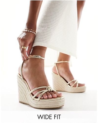 Glamorous Glamus wide fit - sandali con zeppa stile espadrille a pianta larga - Bianco