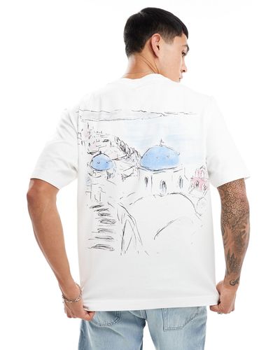 Abercrombie & Fitch Hand Sketched Destination Back Print Classic Fit T-shirt - White