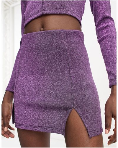 ONLY Mini-jupe d'ensemble pailletée avec détail cranté - Violet