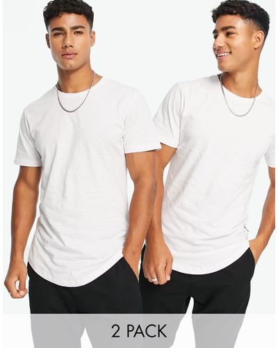 Only & Sons – longline-shirt mit abgerundetem saum - Weiß