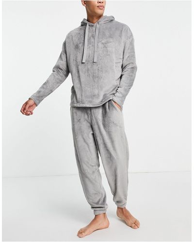 ASOS Lounge Hoodie And jogger Pyjama Set - Grey