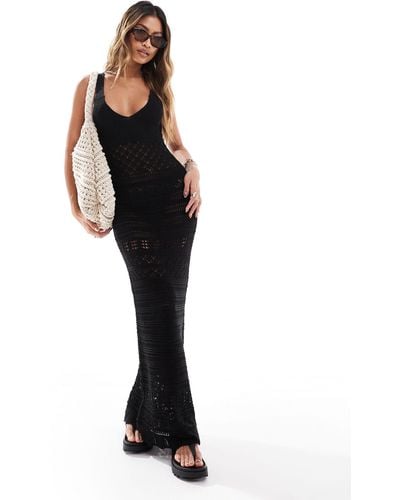 Miss Selfridge Crochet Maxi Dress - Black