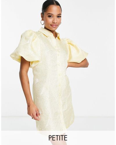 Pieces Premium Textured Puff Sleeve Mini Dress - White