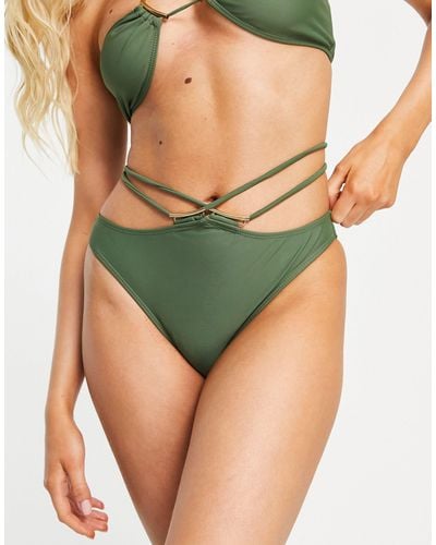 Missguided Tie Waist Bikini Briefs - Green