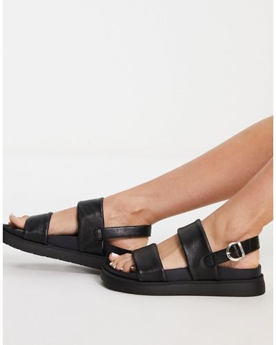 Schuh Tasha Leather Two Part Sandals - Black