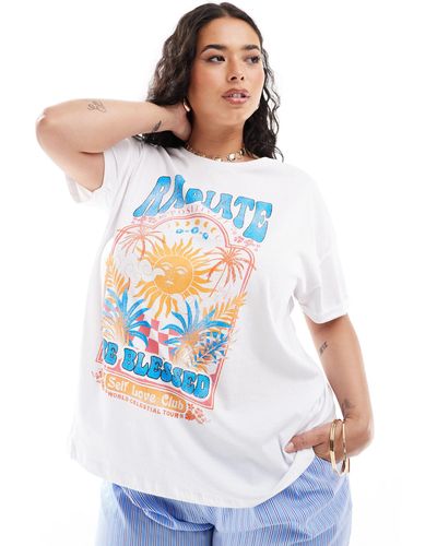Noisy May T-shirt With Radiate Print - White