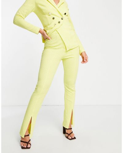 ASOS Jersey Textured Slim Suit Trouser With Split Front - Yellow