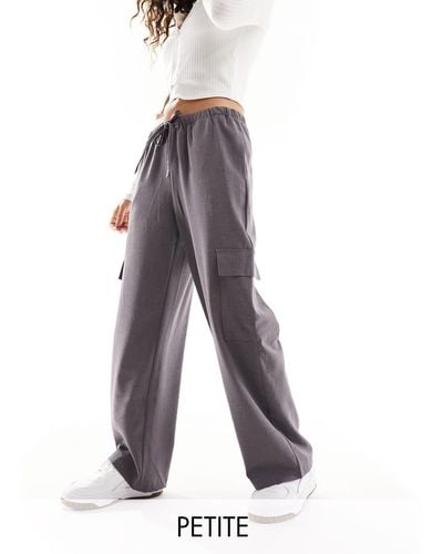 Only Petite Straight Leg Cargo Trousers - Grey