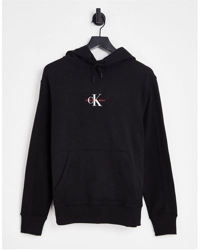 Calvin Klein Jeans Small Monogram Logo Hoodie - Black