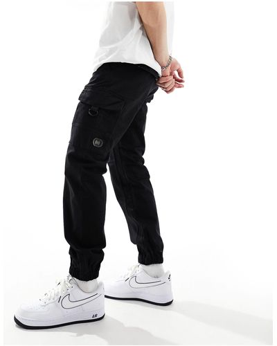 Criminal Damage Cuffed Leg Cargo Trousers With Side Leg Army Pockets - White