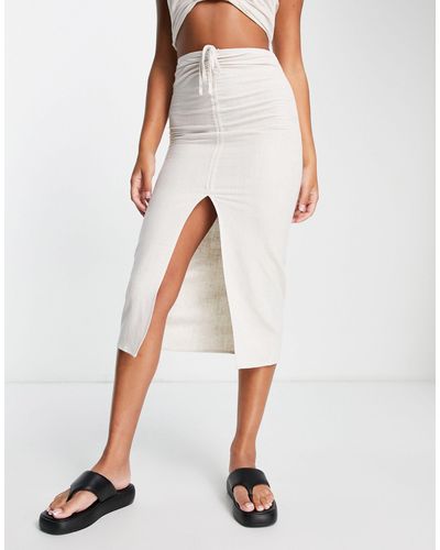 4th & Reckless Tayla Linen Ruched Skirt - White