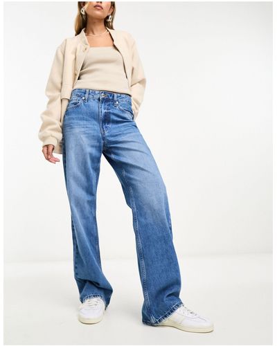 River Island Jeans dritti stile anni '90 lavaggio medio - Blu