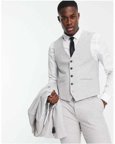 New Look Skinny Suit Waistcoat - White