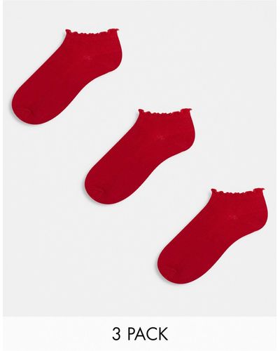 ASOS 3 Pack Short Ankle Socks - Red