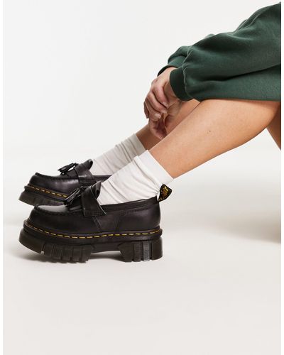 Dr. Martens Nappa Leer Audrick Nappa Lux Platform Loafers - Zwart