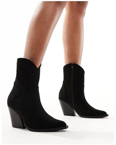 Truffle Collection Heeled Western Ankle Boots - Black