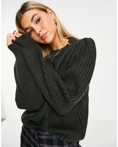Noisy May Crew Neck Knitted Sweater - Black
