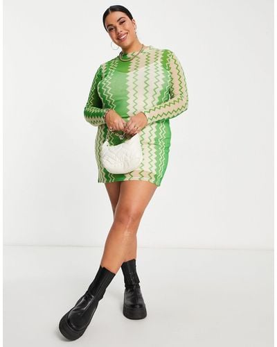 Never Fully Dressed Never Fully Dressed Curve Millie Mesh Mini Dress - Green