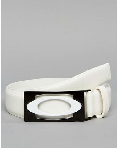 Oakley Golf Pro Leather Belt Logo Buckle In White