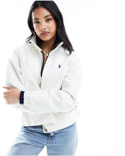 Polo Ralph Lauren Collared Short Trucker Jacket With Logo - White