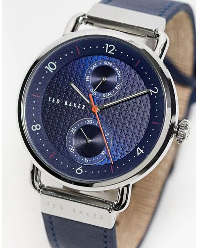 Ted Baker Brixam - Horloge Met Leren Bandje - Blauw