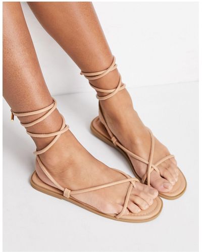 Missguided – sandalen mit zehensteg und schnürung - Mehrfarbig
