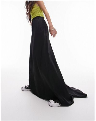 TOPSHOP Satin Fishtail Skirt - Black