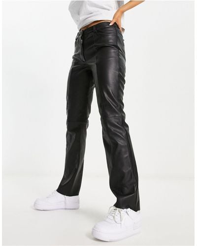 Urbancode Real Leather Straight Leg Trouser - Black