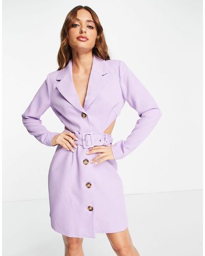 Y.A.S . - exclusivité - robe blazer courte ajustée avec découpe au dos et ceinture - Violet
