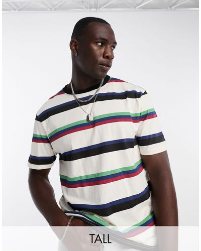 Another Influence Tall Drop Shoulder Stripe T-shirt - White