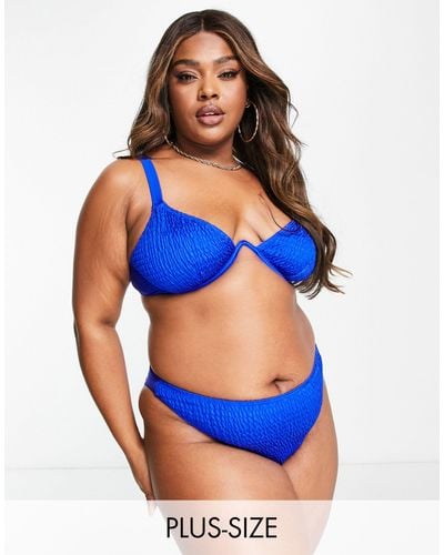South Beach Exclusive Crinkle Underwire Bikini Top - Blue
