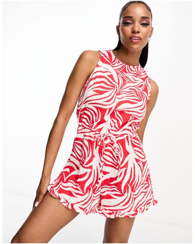 Vero Moda Abstract Playsuit - Red