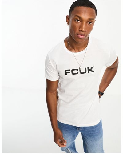 French Connection Fcuk- t-shirt bianca con stampa del logo - Bianco