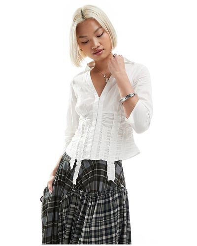 Reclaimed (vintage) Fitted Shirt With Frill Details - White