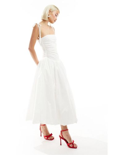Amy Lynn Alexa - robe mi-longue nouée aux épaules - Blanc
