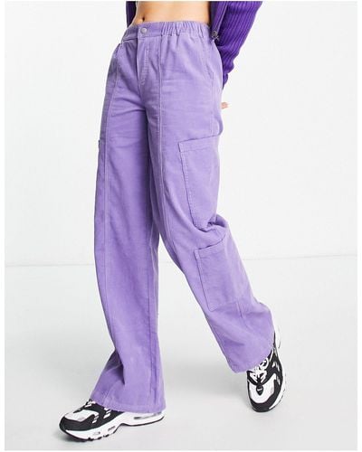 ASOS Pantalon cargo en velours côtelé style années 2000 - Violet