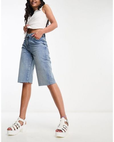 Collusion – weite skater-jeans-shorts - Blau