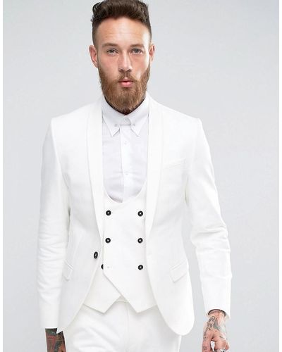 Noose And Monkey Super Skinny Suit Jacket - White