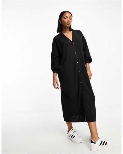 Vero Moda Button Through Maxi Cardigan Dress - Black