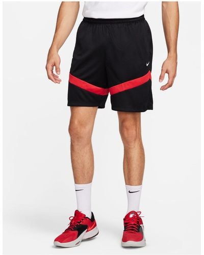 Nike Basketball Icon - pantaloncini da 8" neri e rossi con logo - Rosso