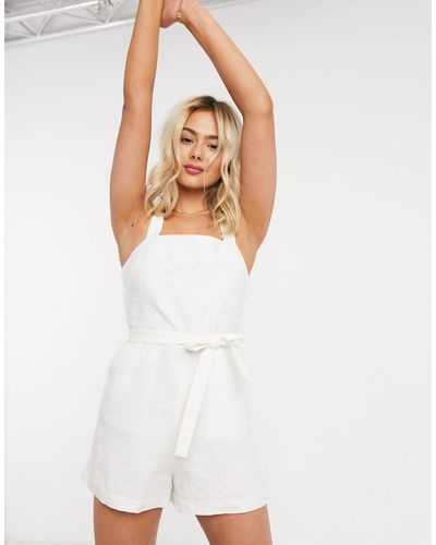 & Other Stories Linen Sleeveless Belted Playsuit - Multicolor