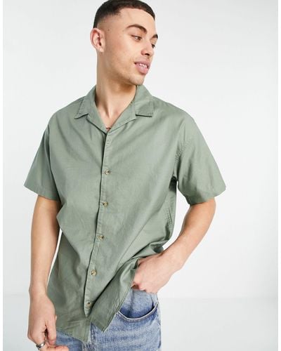 Jack & Jones Originals Short Sleeve Revere Collar Shirt - Green