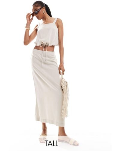 Vero Moda Linen Blend Midi Skirt Co-ord - White