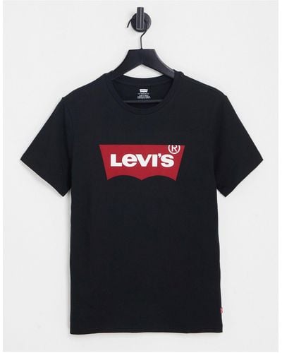 Levi's – es t-shirt mit fledermaus-logo-print - Schwarz