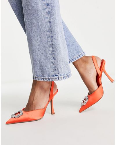 ASOS Poppy - scarpe arancioni decorate con tacco alto e cinturino posteriore - Multicolore