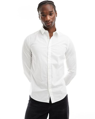 Calvin Klein – stretch-hemd mit schmalem schnitt - Weiß