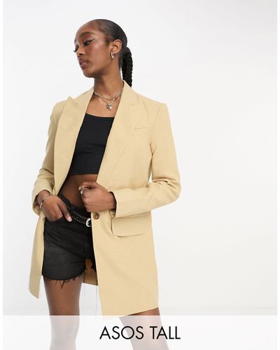 ASOS Asos design tall - perfect - blazer taglio lungo color pietra - Neutro